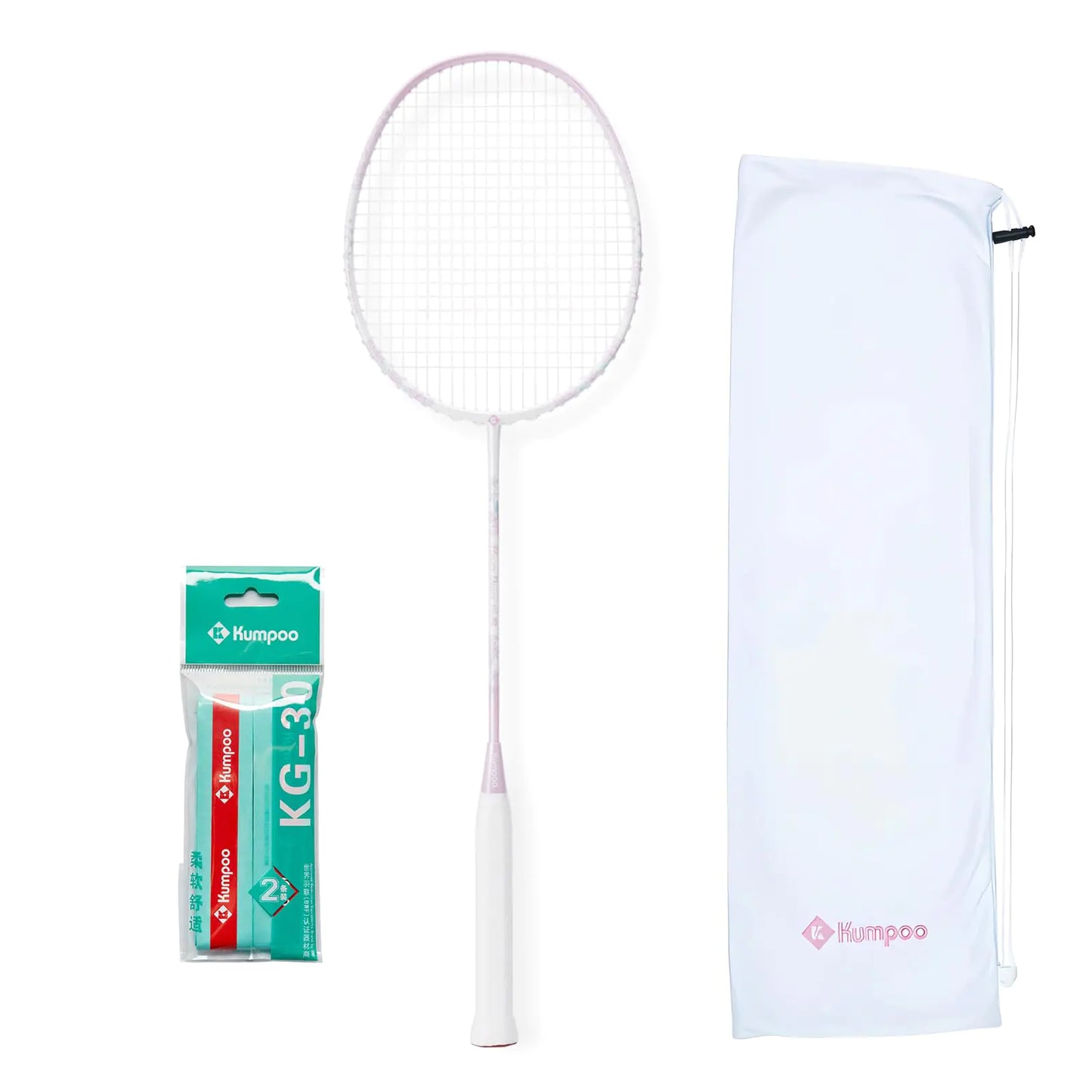 KUMPOO Pro Carbon Badminton Racket Set - Pink